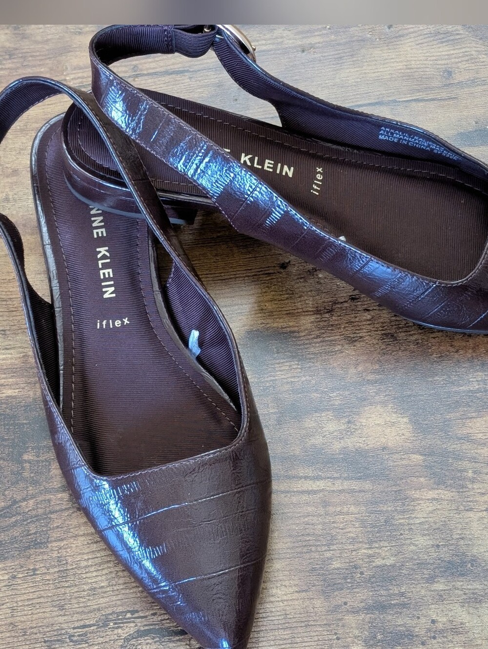 NWT Anne Klein "iflex" Women's Brown Pointed Slingback Flats - Picture 3 of 6